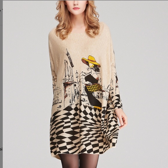 Tan Fashionista-Themed Boatneck Tunic - Picture 3 of 3